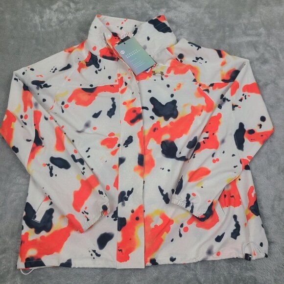 Women's UA RECOVER Woven Upstream Camo Jacket Size Large Orange White‎ Black NWT - Picture 1 of 11